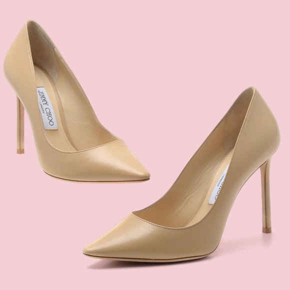 Jimmy Choo Anouk Beige Leather Stiletto Heels - Picture 3 of 12